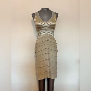 Chet ya B Size 2 gold, khaki knit dress